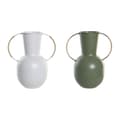 Miniatyrbillede 1 af 2: Vase DKD Home Decor 20 x 13 x 24 cm Metal Terrakotta Hvid Grøn (2 enheder)