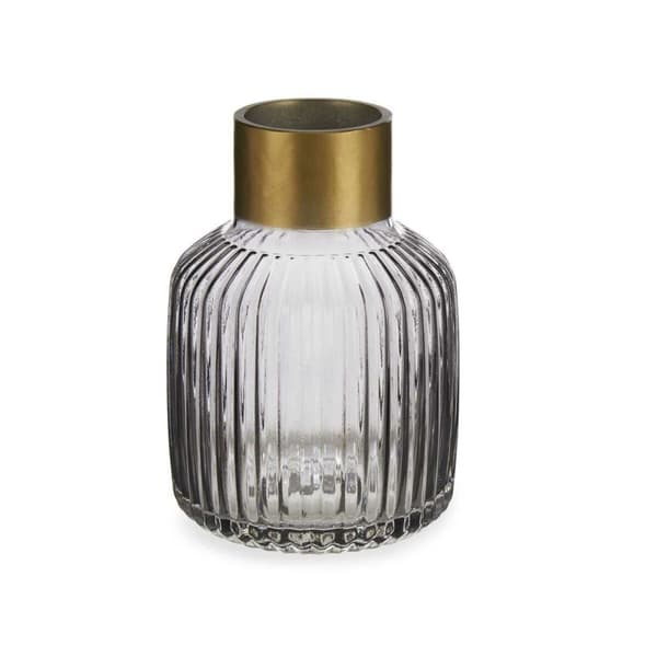 Vase Striber Grå Gylden Glas 14,5 x 22 x 14,5 cm (6 enheder)