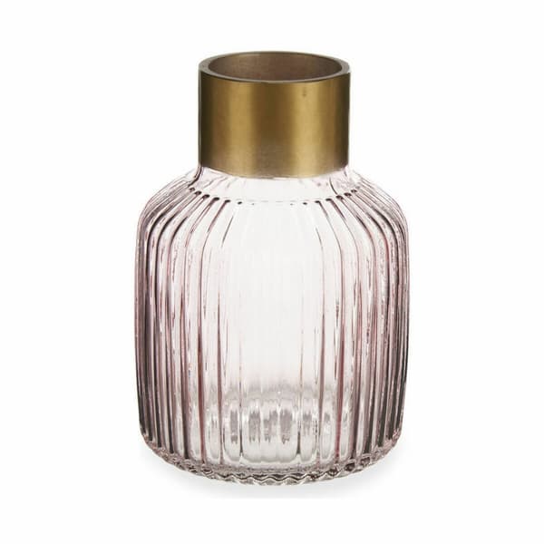 Vase Striber Pink Gylden Glas 14,5 x 22 x 14,5 cm (6 enheder)