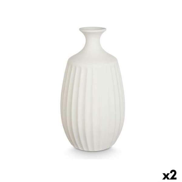 Vase Hvid Keramik 21 x 39 x 21 cm (2 enheder)