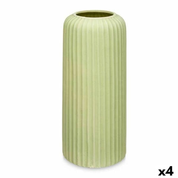 Vase Grøn Dolomite 16 x 40 x 16 cm (4 enheder) Striber