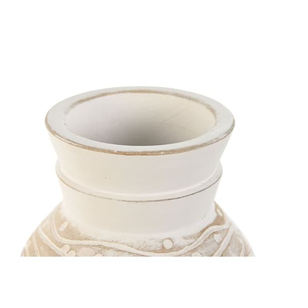 Vase Home ESPRIT Hvid Natur Mangotræ Kolonistil 15 x 15 x 38 cm