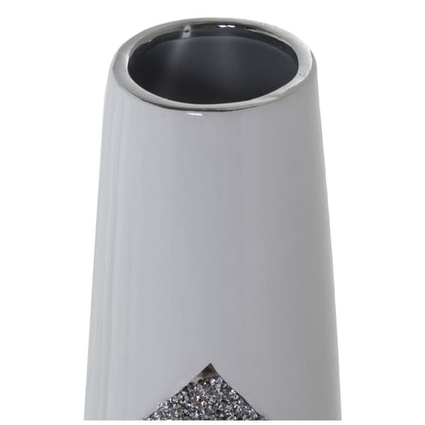 Vase Alexandra House Living Hvid Sølvfarvet Keramik Skinnende 13 x 13 x 45 cm