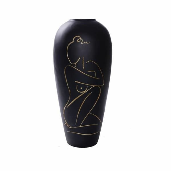 Vase DKD Home Decor Dame Svart Harpiks Moderne (34 x 34 x 73,5 cm)