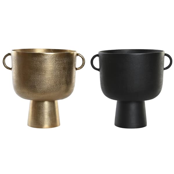 Vase DKD Home Decor 36 x 29 x 33 cm Svart Gyllen Aluminium Moderne (2 enheter)