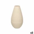 Miniatyrbilde 1 av 4: Vase Beige Keramikk 22 x 44 x 22 cm (2 enheter) Striper