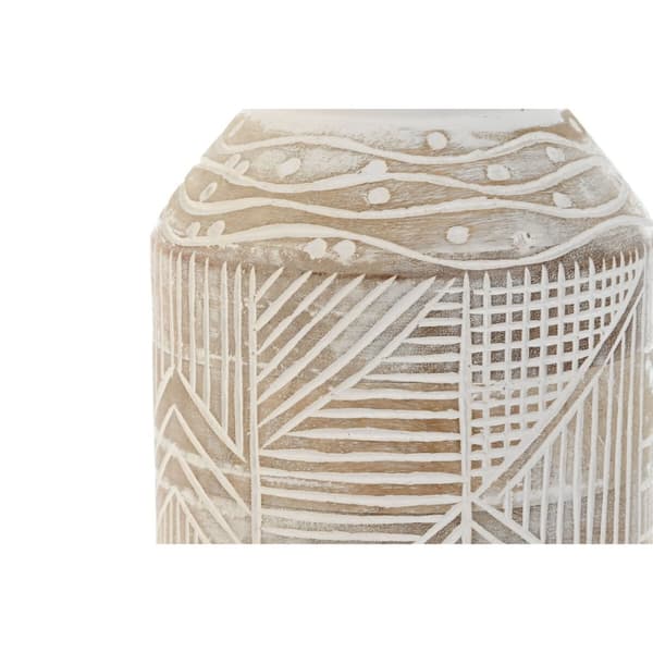 Vase Home ESPRIT Hvit Naturell Treverk av mangotre Kolonial 15 x 15 x 38 cm