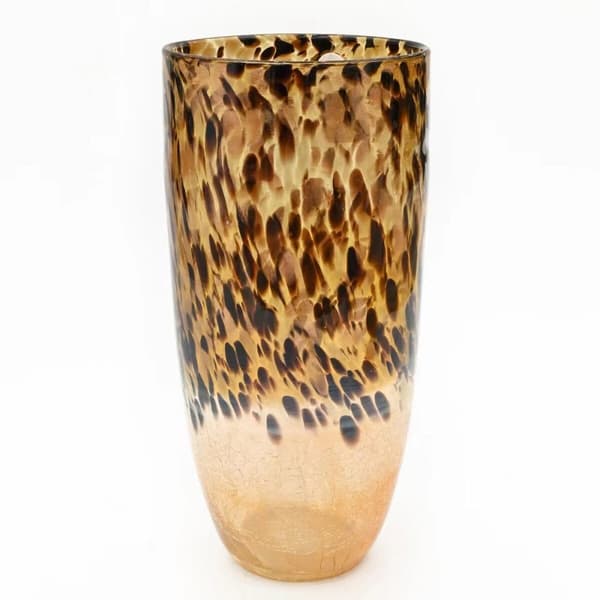 Vas Romimex Svart Gyllene Glas Leopard 18 x 37 x 18 cm