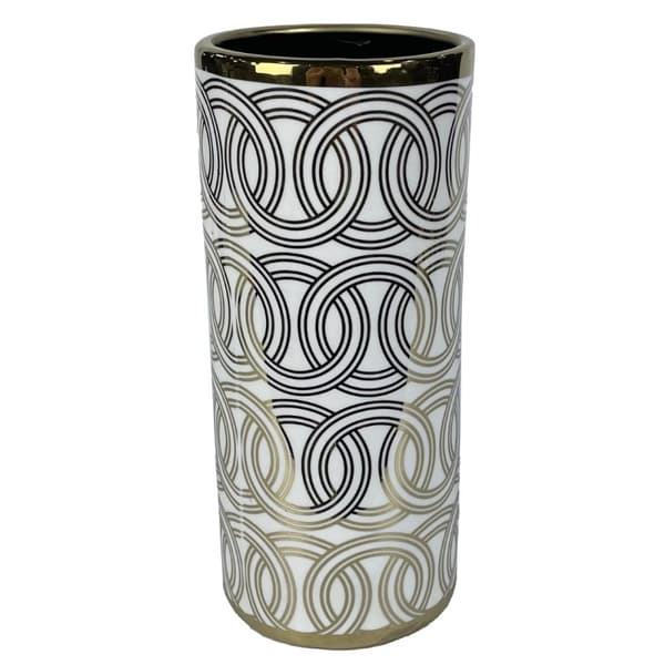 Maljakko DKD Home Decor Posliini Kullattu Valkoinen Itämainen 13 x 13 x 36 cm