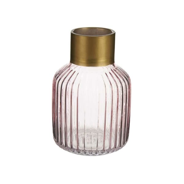 Vas Ränder Rosa Gyllene Glas 12 x 18 x 12 cm (6 antal)