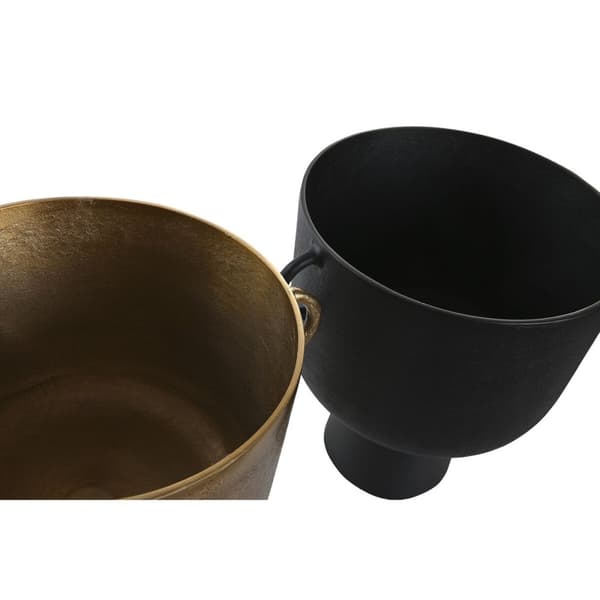 Maljakko DKD Home Decor 36 x 29 x 33 cm Musta Kullattu Alumiini Moderni (2 osaa)