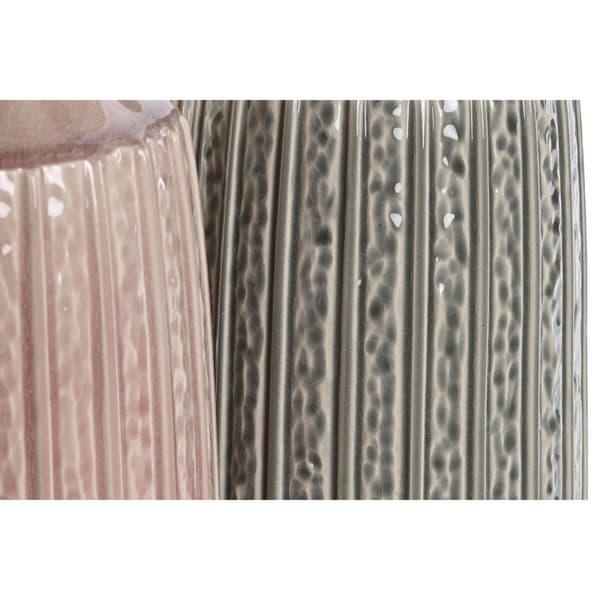Vas Home ESPRIT Grå Rosa Porslin 15 x 15 x 31 cm (2 antal)