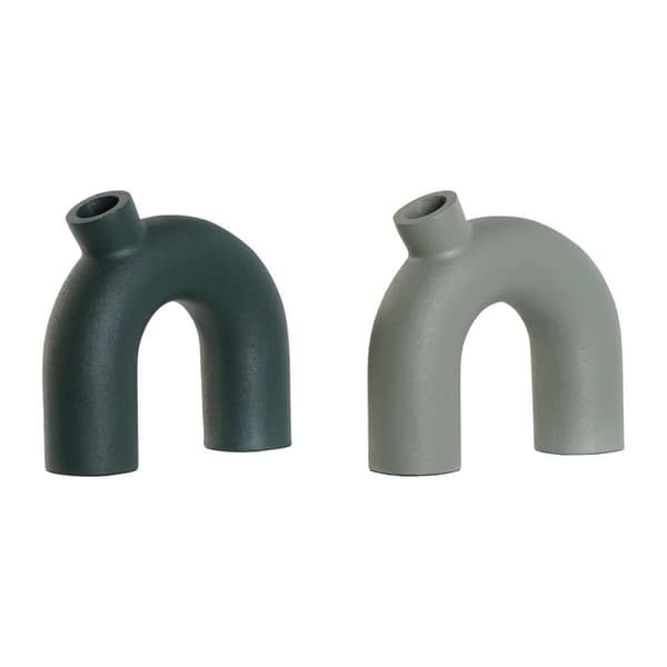 Maljakko Home ESPRIT Vihreä Alumiini 19 x 5 x 17 cm (2 osaa)
