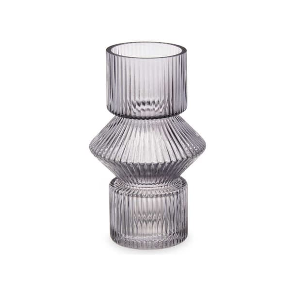 Vas Ränder Grå Glas 9,5 x 16,5 x 9,5 cm (8 antal)