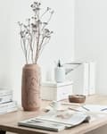 Miniatyrbillede 2 af 6: Sandstentøjsblomstervase med abstrakt mønster, dekorativ og vandtæt til lejlighed