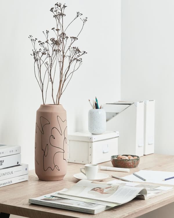 Sandstentøjsblomstervase med abstrakt mønster, dekorativ og vandtæt til lejlighed