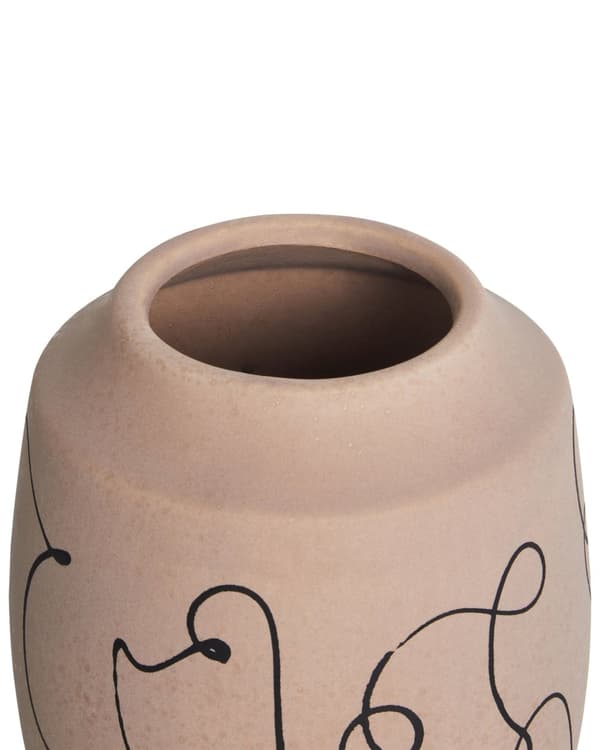 Blomvas Sandbeige Stengods Abstrakt Motiv Inomhusdekoration Modern Design Vattentät