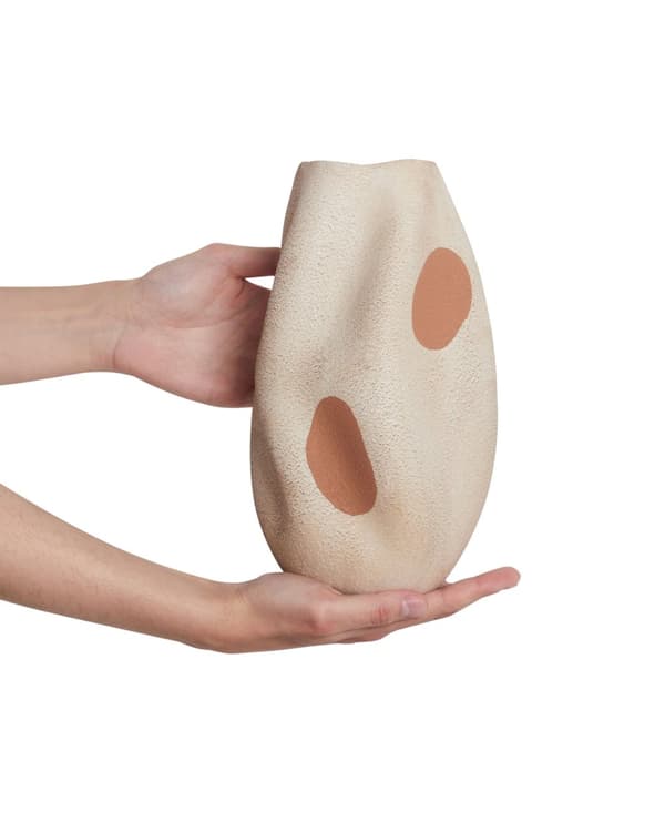 Blomvas Ljus Beige Stengods Abstrakt Prickig Inomhus Dekoration Modern Design Vattentät
