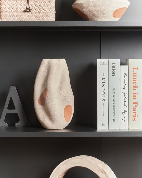 Blomvas Ljus Beige Stengods Abstrakt Prickig Inomhus Dekoration Modern Design Vattentät