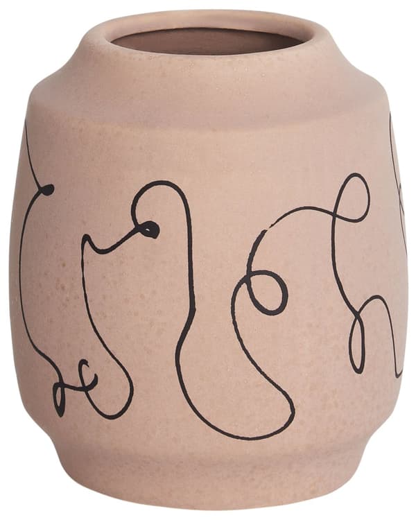 Blomstervase Sandbeige Steintøy 20 cm Abstrakt motiv Moderne design Vanntett Dekorasjon Innendørs