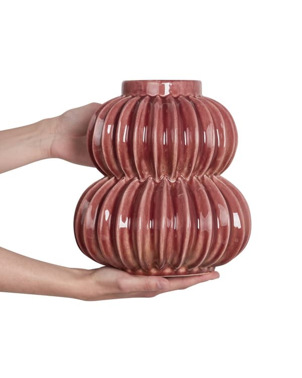 Blomstervase Rød Steintøy 28 cm Moderne design Vanntett Dekorasjon Innendørs