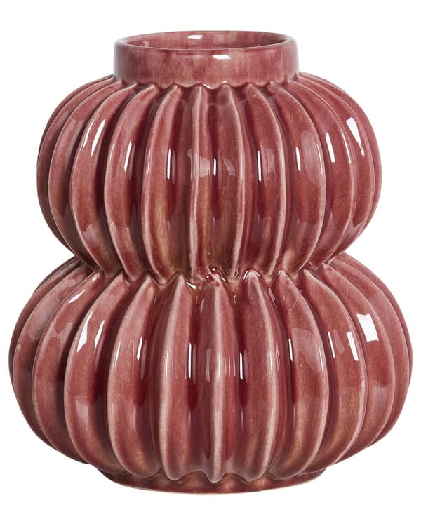 Blomstervase Rød Steintøy 28 cm Moderne design Vanntett Dekorasjon Innendørs