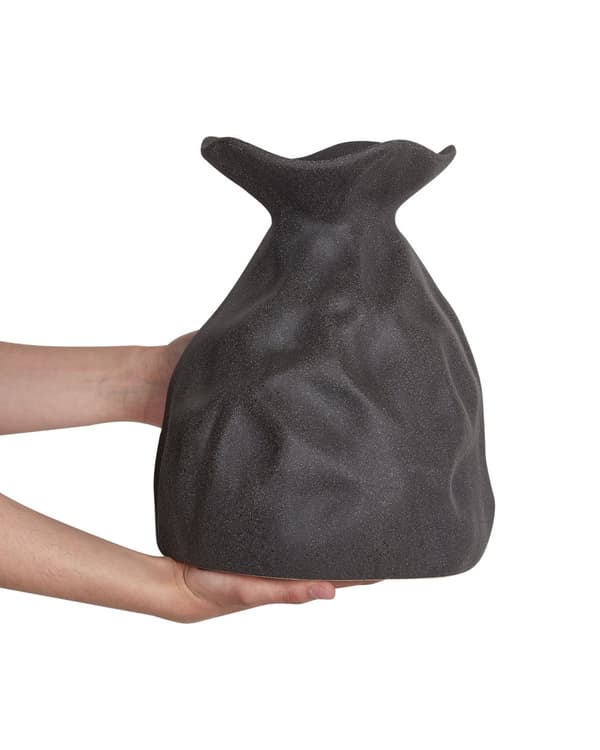 Blomstervase Svart Steintøy 31 cm Moderne og minimalistisk design Vanntett Dekorasjon Innendørs