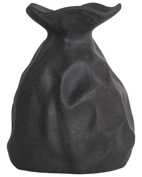 Blomstervase Svart Steintøy 31 cm Moderne og minimalistisk design Vanntett Dekorasjon Innendørs