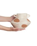 Miniatyrbilde 4 av 6: Blomstervase Beige Steintøy 19 cm Abstrakte prikker Moderne design Vanntett Dekorasjon Innendørs