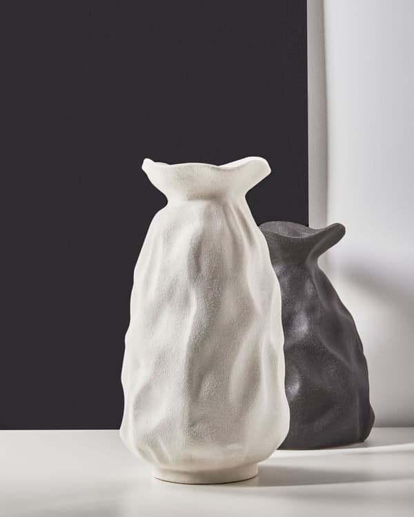Blomstervase Hvit Steintøy 40 cm Moderne og minimalistisk design Vanntett Dekorasjon Innendørs