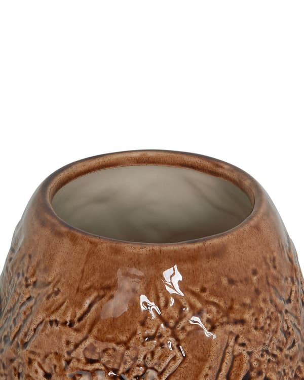 Blomstervase Brun Steintøy Innendørs Dekorasjon Stykke Moderne Design Vanntett