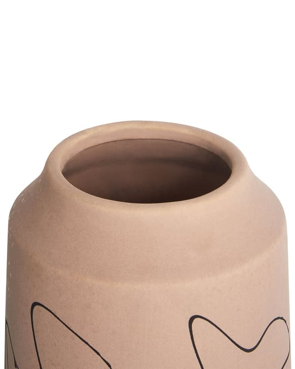 Blomstervase Sandbeige Steintøy 33 cm Abstrakt motiv Moderne design Vanntett Dekorasjon Innendørs