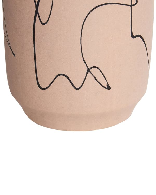 Blomstervase Sandbeige Steintøy 33 cm Abstrakt motiv Moderne design Vanntett Dekorasjon Innendørs