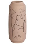 Miniatyrbilde 1 av 6: Blomstervase Sandbeige Steintøy 33 cm Abstrakt motiv Moderne design Vanntett Dekorasjon Innendørs