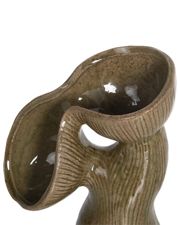 Blomstervase Grønn Steintøy 28 cm Vanntett Abstrakt form Moderne design Dekorasjon Interiør