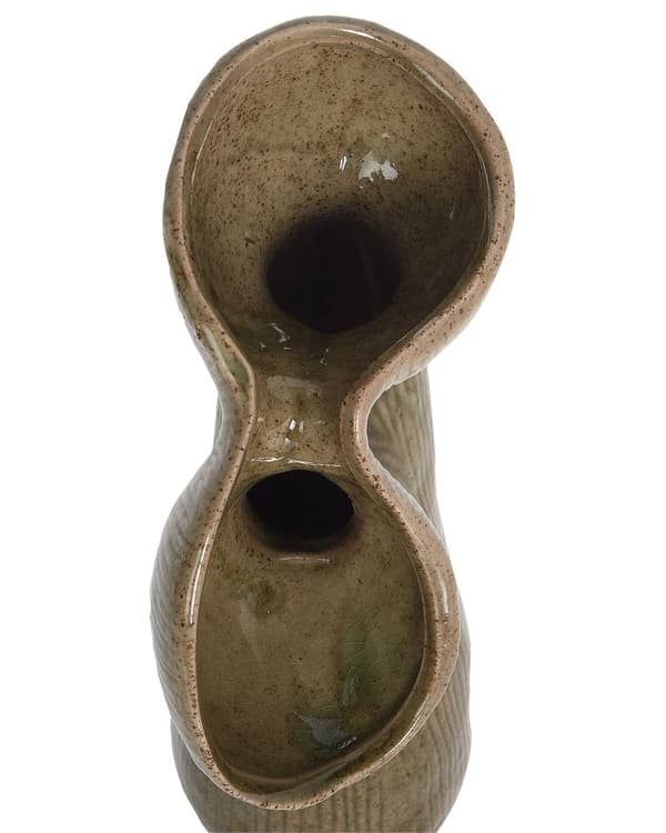 Blomstervase Grønn Steintøy 28 cm Vanntett Abstrakt form Moderne design Dekorasjon Interiør
