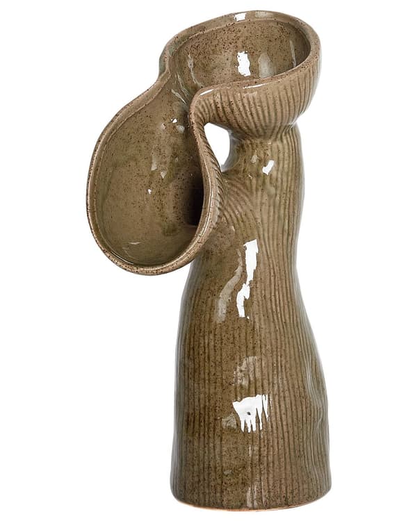 Blomstervase Grønn Steintøy 28 cm Vanntett Abstrakt form Moderne design Dekorasjon Interiør