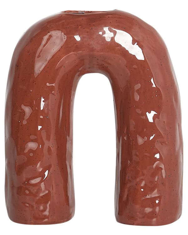 Blomstervase Brun stentøj 29 cm Vandtæt Abstrakt form Moderne design Dekoration Interiør Vase