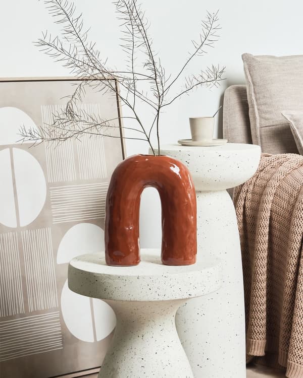 Blomstervase Brun stentøj 29 cm Vandtæt Abstrakt form Moderne design Dekoration Interiør Vase