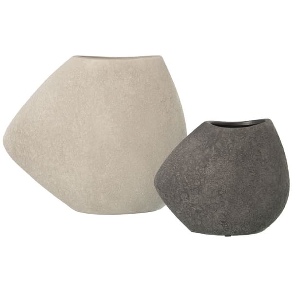 Set med 2 Vasar Alexandra House Living Vit Grå Keramik 22 x 13 x 20 cm + 34 x 16 x 29 cm