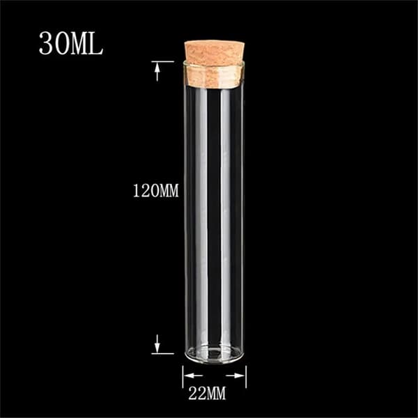 Mini Korkede Glasflasker, Miljøvenligt Materiale, Flere Størrelsesmuligheder,30ml-22x120mm
