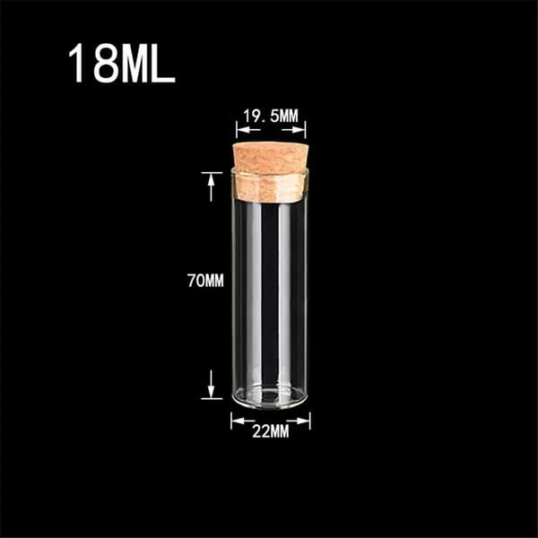 Mini Korkede Glasflasker, Miljøvenligt Materiale, Flere Størrelsesmuligheder,30ml-22x120mm
