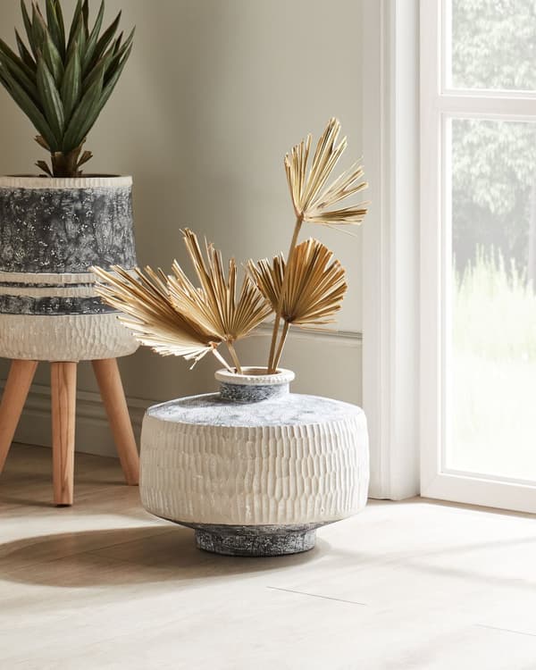 Blomstervase Beige Grå Utendørs Innendørs Blomsterpotte Tradisjonell Boho stil