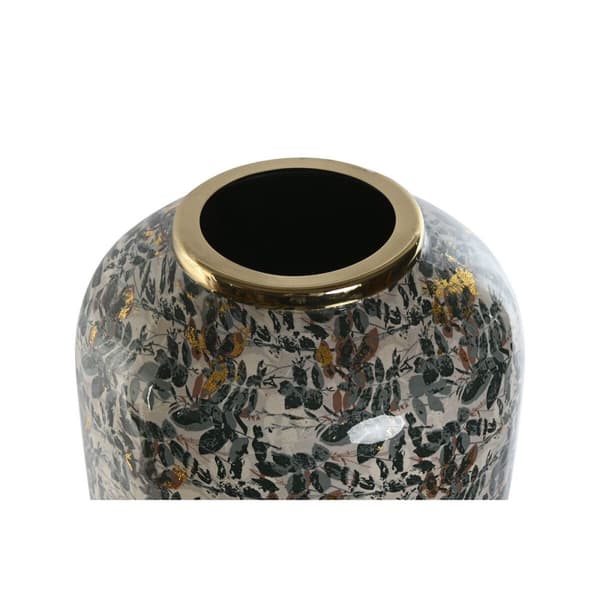 Vase Home ESPRIT Grøn Gylden Metal 25 x 25 x 69 cm
