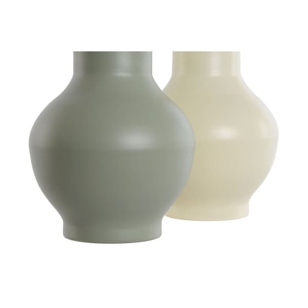 Vase Home ESPRIT Grøn Flødefarvet Metal 20 x 20 x 34,5 cm (2 enheder)