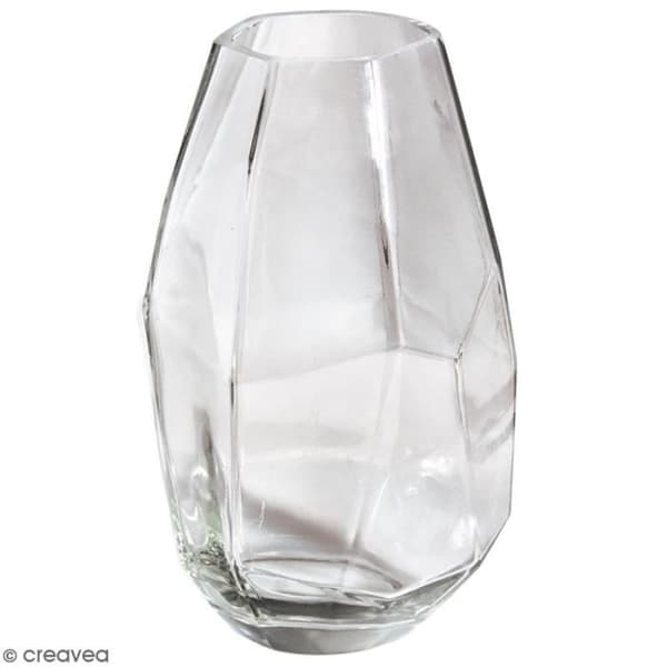 Facetterad glasvas - Rayher - Böjd - 10 x 10 x 18 cm - Samtida - Design
