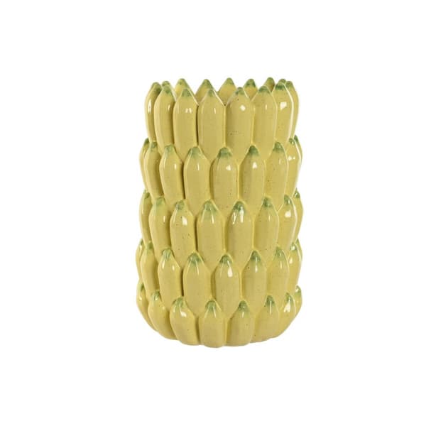 Vase Home ESPRIT Gul Keramik Stentøj Tropisk 25 x 25 x 38 cm