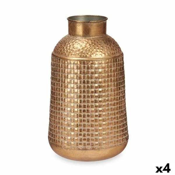 Vas Gyllene Metall 22,5 x 39,5 x 22,5 cm (4 antal) Med relief
