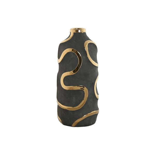 Vas Home ESPRIT Grå Gyllene Stengods Abstrakt Modern 19 x 19 x 45 cm