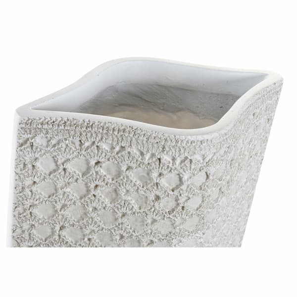 Vase DKD Home Decor 20 x 12 x 58 cm Hvid Harpiks Moderne